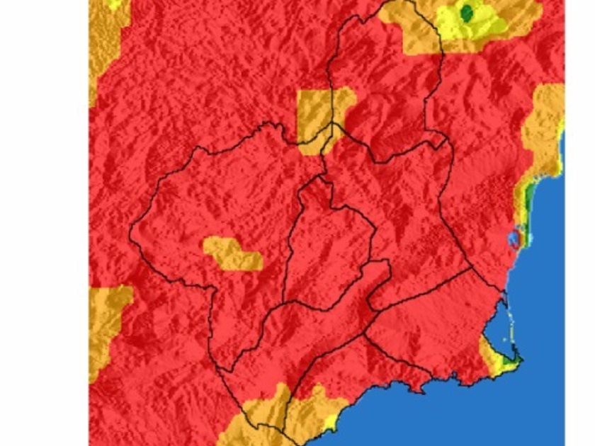El riesgo incendio forestal se extiende en toda la Región este jueves. Foto: AEMET